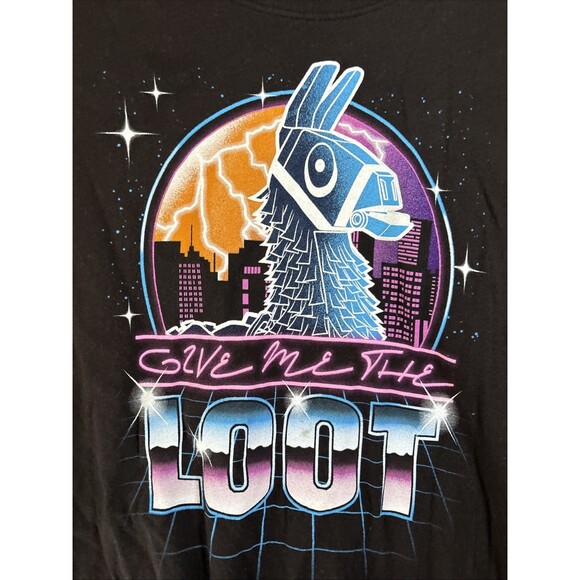Fortnite T Shirt Black Glow In The Dark Give Me The Loot Adult Size 2X - Picture 2 of 7